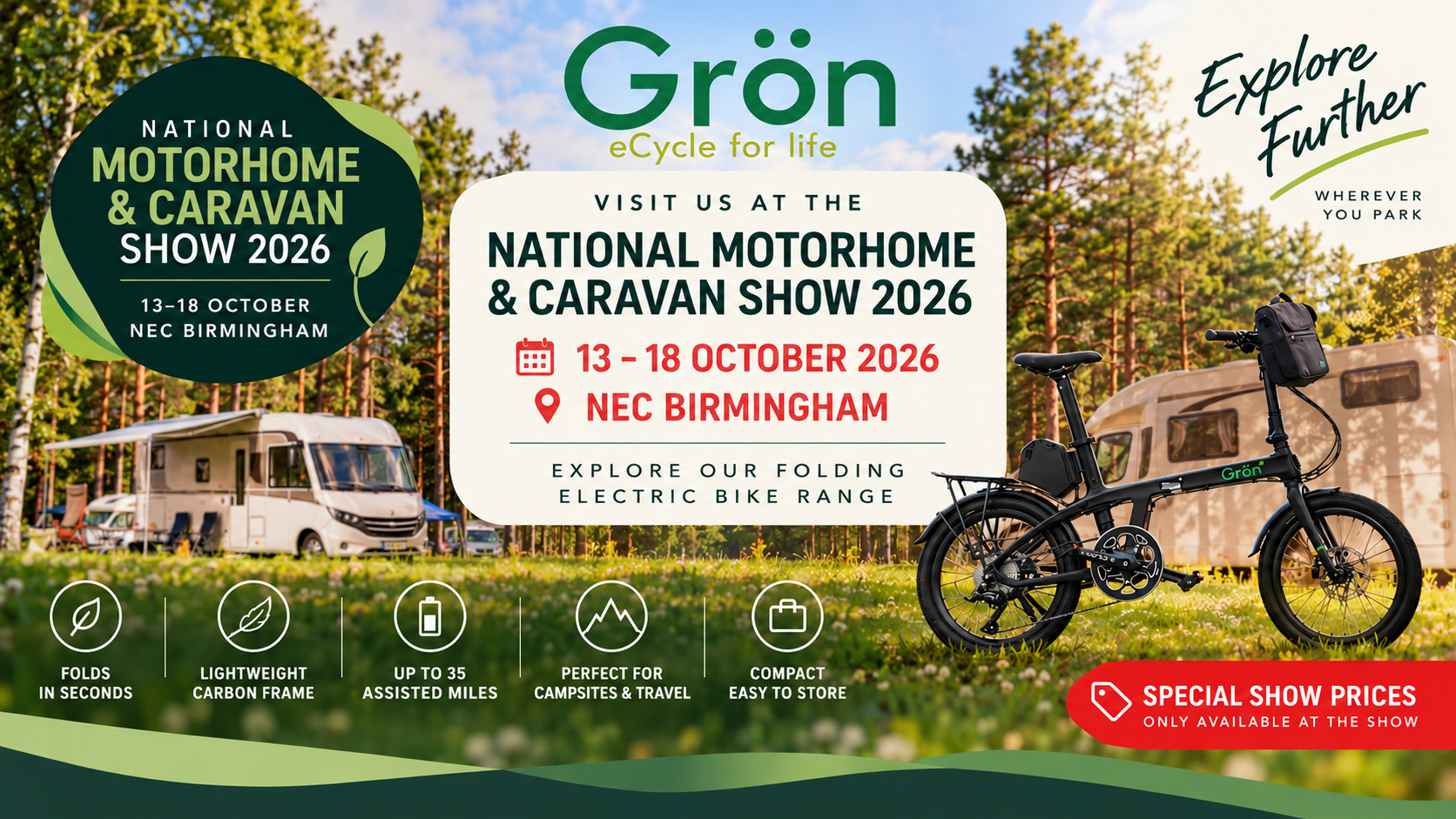 Folding Electric Bikes for Motorhomes | GRÖN at NEC 2026